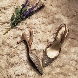 Women's champagne glitter heels
